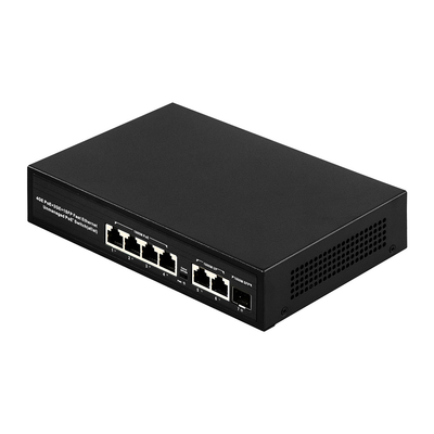 1000Mbps 4*RJ45+2 پورت اپلینک +1*SFP Network گگابیت POE Switch گگابیت غیر مدیریت شده Ethernet Fiber Switch