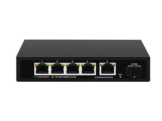 5 پورت 2.5G Ethernet Switch 10G Fiber Uplink Unmanaged Auto-Sensing Network سرعت CE