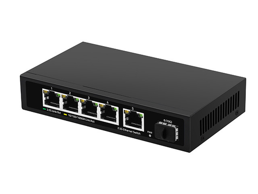 5 پورت 2.5G Ethernet Switch 10G Fiber Uplink Unmanaged سرعت شبکه خودآگاه