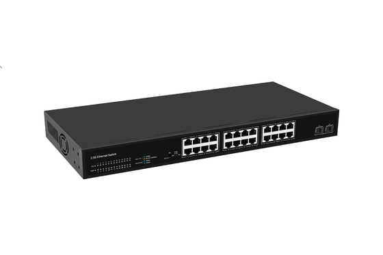 24 سوئیچ شبکه پورت 100M / 1G / 2.5G اترنت 1G / 2.5G / 10G فیبر غیر مدیریت شده با FAN