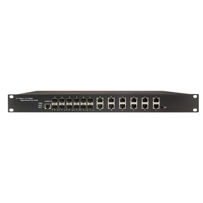 1U Rack گیگابیت 24 پورت مدیریت سوئیچ اترنت POE با 12 RJ45 + 12 SFP AC100-240V ورودی سوئیچ صنعتی