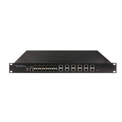 1U Rack گیگابیت 24 پورت مدیریت سوئیچ اترنت POE با 12 RJ45 + 12 SFP AC100-240V ورودی سوئیچ صنعتی