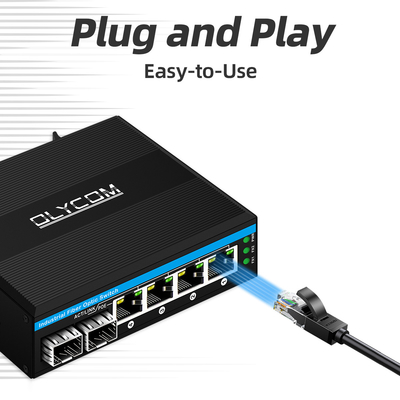 مینی 6 پورت گیگابیت سوئیچ اترنت POE سوئیچ دین ریل 2 sfp + 4 RJ45 DC48-52V ورودی دوگانه قدرت