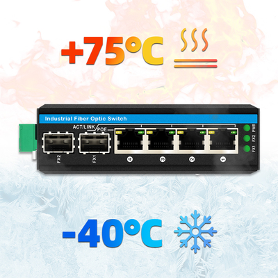 مینی 6 پورت گیگابیت سوئیچ اترنت POE سوئیچ دین ریل 2 sfp + 4 RJ45 DC48-52V ورودی دوگانه قدرت