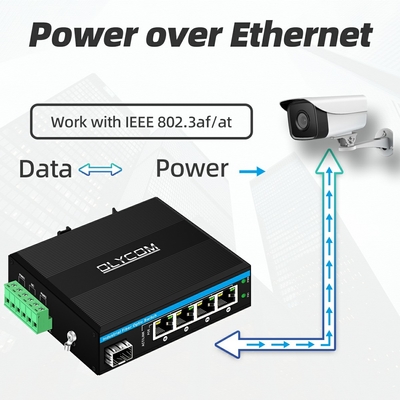 5 پورت گیگابیت سوئیچ پو بیرونی سوئیچ فیبر صنعتی کوچک IP40 Din Rail