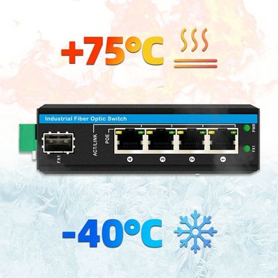 سوئیچ PoE گیگابیتی 5 پورت فضای باز، سوئیچ فیبر صنعتی کوچک، سوئیچ ریل دین IP40