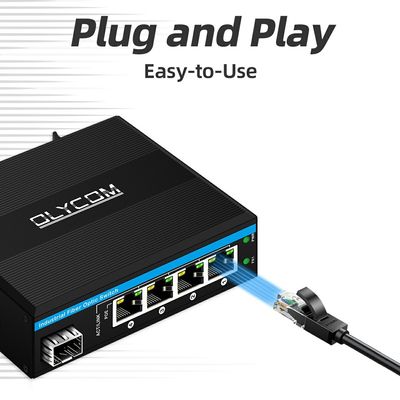 سوئیچ PoE گیگابیتی 5 پورت فضای باز، سوئیچ فیبر صنعتی کوچک، سوئیچ ریل دین IP40