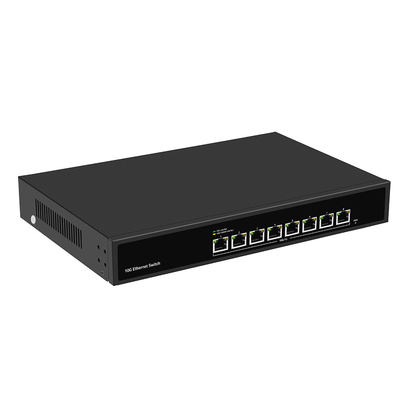 8 پورت 10G سوئیچ اترنت بدون مدیریت سرعت خودکار واحد AC ورودی بدون فن