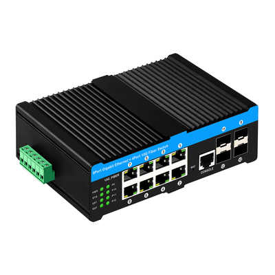 12 پورت 10G L2/L3 Managed Poe+ Switch 4*10G Sfp پورت های DC48V Dual Power Input 10g Poe Switch