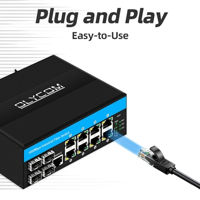 سوئیچ مدیریت گیگابیت 12 پورت سوئیچ اترنت 4SFP+8RJ45 DIN-Rail ورودی دوگانه قدرت