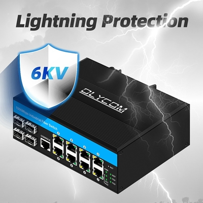 سوئیچ مدیریت گیگابیت 12 پورت سوئیچ اترنت 4SFP+8RJ45 DIN-Rail ورودی دوگانه قدرت