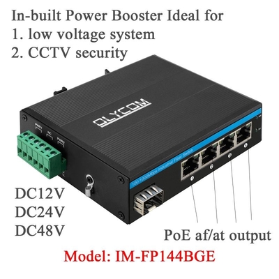 5 پورت سوئیچ شبکه Poe صنعتی DC12/24/48V ورودی 1SFP+4RJ45 سوئیچ اترنات گیگابیت