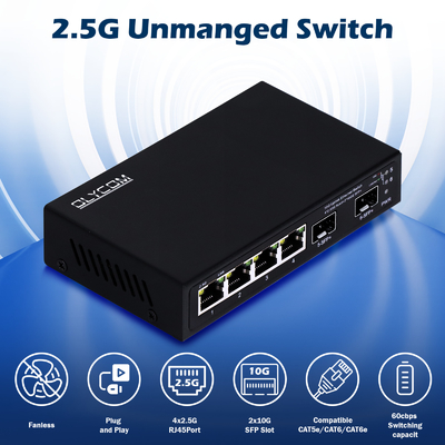 سوئیچ 10G اترنت بدون مدیریت 4 پورت 2.5G سوئیچ اترنت با پورت های 10G SFP +