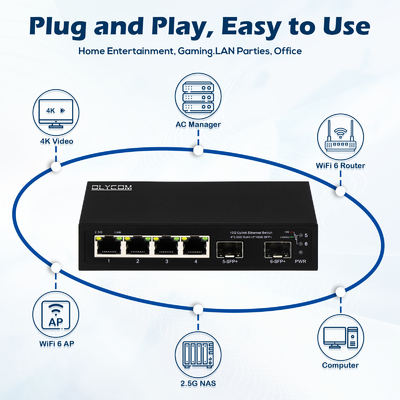 سوئیچ 10G اترنت بدون مدیریت 4 پورت 2.5G سوئیچ اترنت با پورت های 10G SFP +