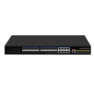 سوئیچ فیبر مدیریتی 24 پورت 10G L3 با ورودی AC 220 ولتی 8 گیگابیتی Combo SFP/RJ45