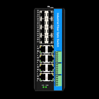 16 پورت Gigabit Poe Switch Din-rail Network Switch 8RJ45+8SFP با 4*RS485+2*CAN BUS