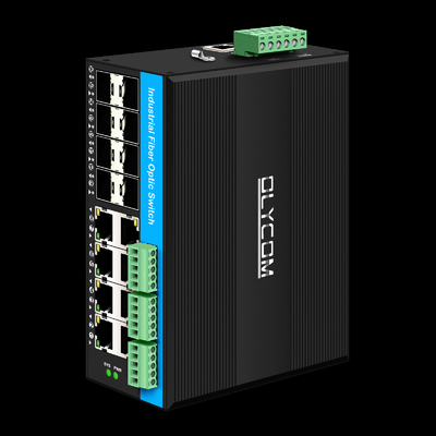 16 پورت Gigabit Poe Switch Din-rail Network Switch 8RJ45+8SFP با 4*RS485+2*CAN BUS