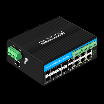 16 پورت Gigabit Poe Switch Din-rail Network Switch 8RJ45+8SFP با 4*RS485+2*CAN BUS