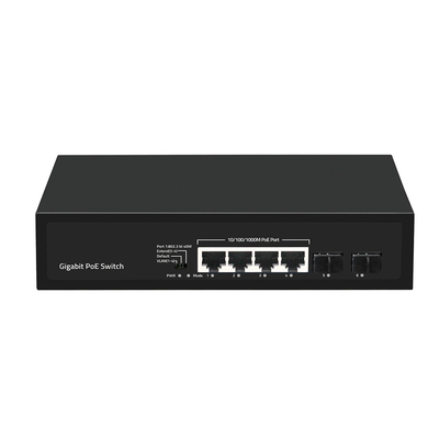 4 پورت گیگابیت SFP فیبر PoE سوئیچ 60W بودجه با VLAN 250 متر تمدید