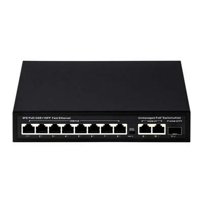 سوئیچ PoE 120W 8 پورت غیر مدیریت شده fast ethernet با ورودی AC SFP Fiber Uplink
