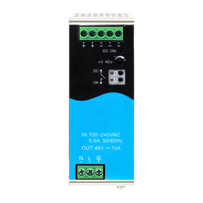 480W DIN برق راه آهن 48V 10A ورودی AC / DC گسترده با PFC DC فعال OK