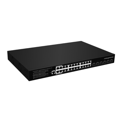 24 پورت 2.5G PoE سوئیچ 10G فیبر Uplink L3 مدیریت اترنت 400W بودجه ورودی AC