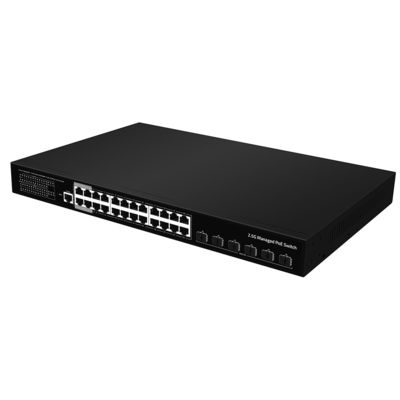 24 پورت 2.5G PoE سوئیچ مدیریت شده 10G فیبر Uplink L3 لایه 400W بودجه ورودی AC CE