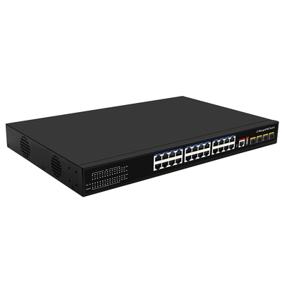 24 پورت PoE سوئیچ 10G فیبر300W بودجه کنسول USB L3 ورودی AC مدیریت شده