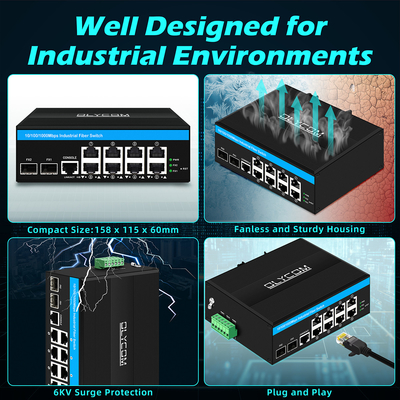 8 پورت گگابیت مدیریت شده Poe Switch Industrial Ethernet Switch با 2SFP + 8 RJ45
