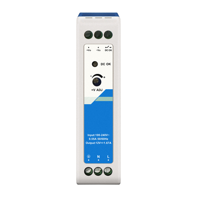 12 ولت دین منبع برق پلاستیکی 1.67A 20W AC/DC ورودی CE UL درج صنعت
