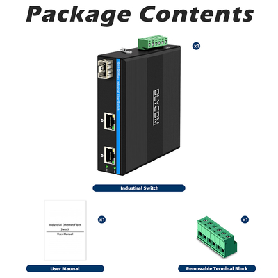 گگابیت فیبر نوری تبدیل کننده دین سوئیچ شبکه DC12-52V ورودی قدرت دوگانه