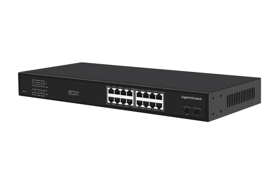 16 پورت Gigabit Ethernet Switch Af/at Poe Switch AC 100-240V قدرت ورودی