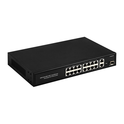 16 پورت گيگابيت Poe Switch سوئیچ شبکه فیبر گسترش 250m 300W