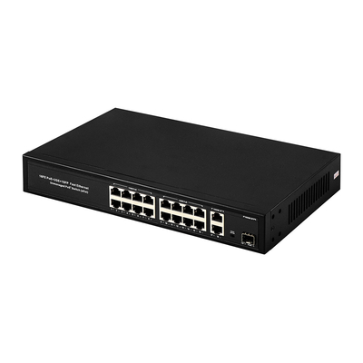 16 پورت گيگابيت Poe Switch سوئیچ شبکه فیبر گسترش 250m 300W