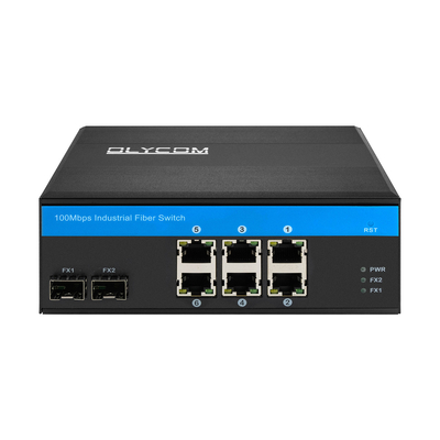 8 پورت سریع اترنت سوئیچ شبکه صنعتی غیر مدیریت شده SFP فیبر دین ریل نصب شده CE