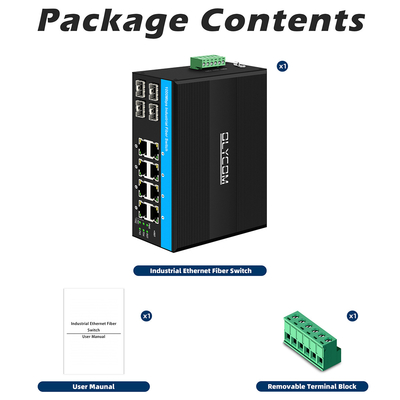 12 پورت سوئیچ صنعتی اترنت Din سوئیچ شبکه 4SFP+8RJ45 DC12-52V دو منبع برق