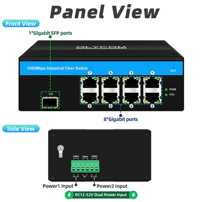 8 پورت گيگابيت سوئيچ صنعتي Ethernet سوئيچ IP40 OEM کارخانه
