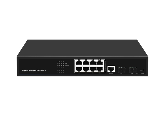 سوئیچ Gigabit 8 پورت POE سوئیچ فیبر اترنت مدیریت شده 120W AC100-240V ورودی