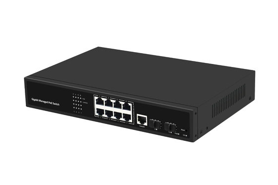 سوئیچ Gigabit 8 پورت POE سوئیچ فیبر اترنت مدیریت شده 120W AC100-240V ورودی
