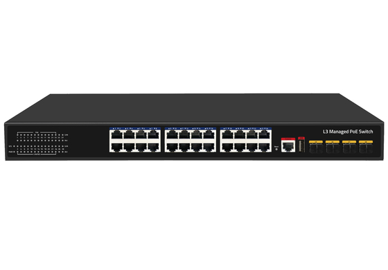 10G 24 پورت Poe Switch L3 Managed Ethernet Fiber Switch 400W 4*10G پورت های فیبر+24*RJ45 پورت های POE