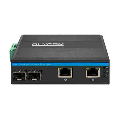 سوئیچ صنعتی POE با ۲ پورت SFP + ۲ پورت RJ45، محافظت در برابر نوسان ۶ کیلو ولت و ورودی برق DC48V برای استفاده در فضای باز