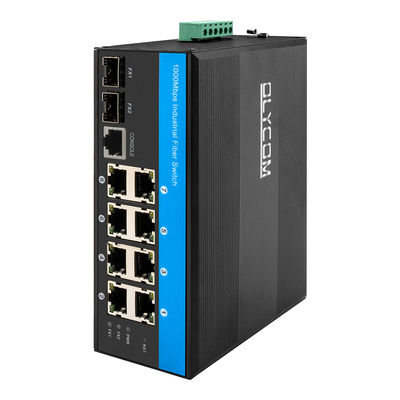 سوئیچ اترنت مدیریت شده قوی چیپست Vitesse 2 SFP 8 RJ45 سوئیچ اترنت صنعتی با مدیریت SNMP