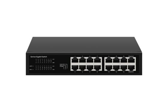16-Port Gigabit Unmanaged Ethernet Switch با VLAN هوشمند بدون فن طراحی رف نصب