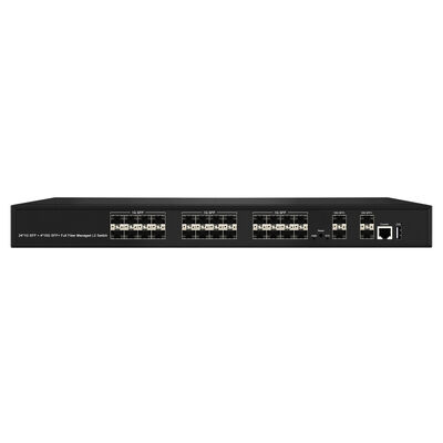 سوئیچ 28 پورت 10G SFP+ مدیریت شده فیبر سوئیچ تجمع L2/L3 با SNMP VLAN QoS برای شبکه ISP مرکز داده