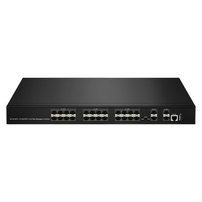 سوئیچ 28 پورت 10G SFP+ مدیریت شده فیبر سوئیچ تجمع L2/L3 با SNMP VLAN QoS برای شبکه ISP مرکز داده