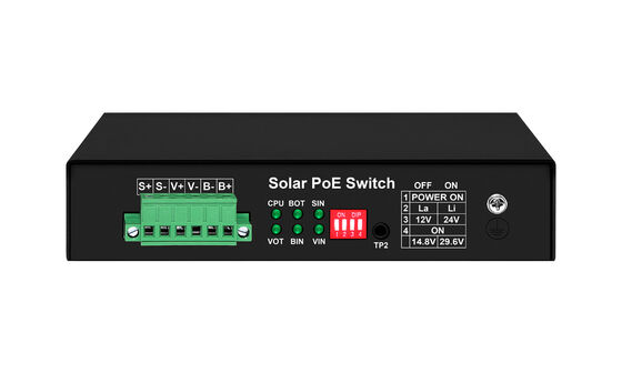 Gigabit PoE Switch MPPT کنترل کننده شارژ خورشیدی SFP Fiber Optic DC12V/DC24V/DC48V ورودی
