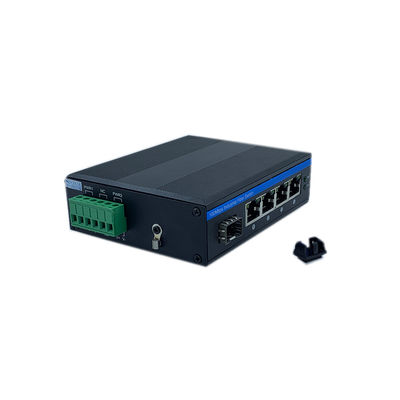 سوئیچ POE صنعتی با 1 پورت SFP و 4 پورت RJ45 برای نصب DIN Rail