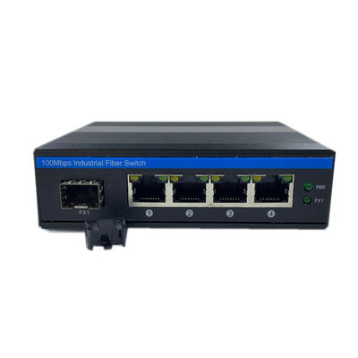 سوئیچ POE صنعتی با 1 پورت SFP و 4 پورت RJ45 برای نصب DIN Rail