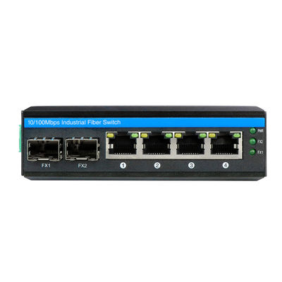 سوئیچ POE غیر مدیریت شده صنعتی با 2 پورت SFP و 4 UTP برای انطباق FCC و CE