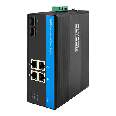 سوئیچ شبکه صنعتی OEM Din Mount Ethernet دو پورت فیبر 1000M